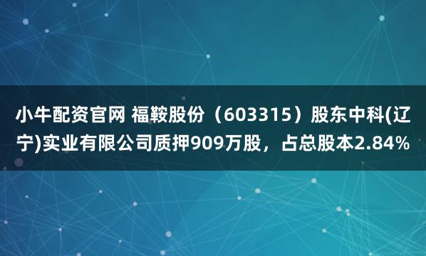小牛配资官网 福鞍股份（603315）股东中科(辽宁)实业有限公司质押909万股，占总股本2.84%
